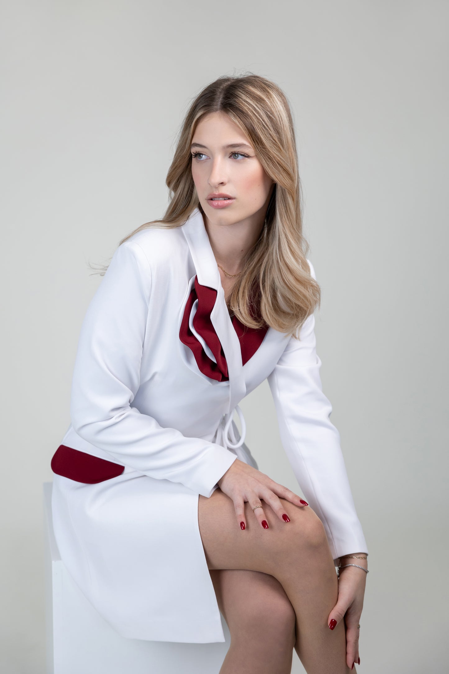 EVE Blazer Dress white-burgundy