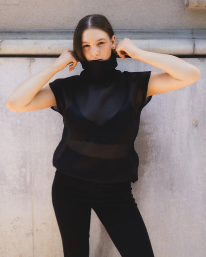 LUNA ORGANZA TOP IN NERO
