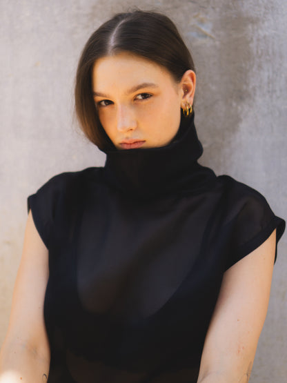 LUNA ORGANZA TOP IN NERO