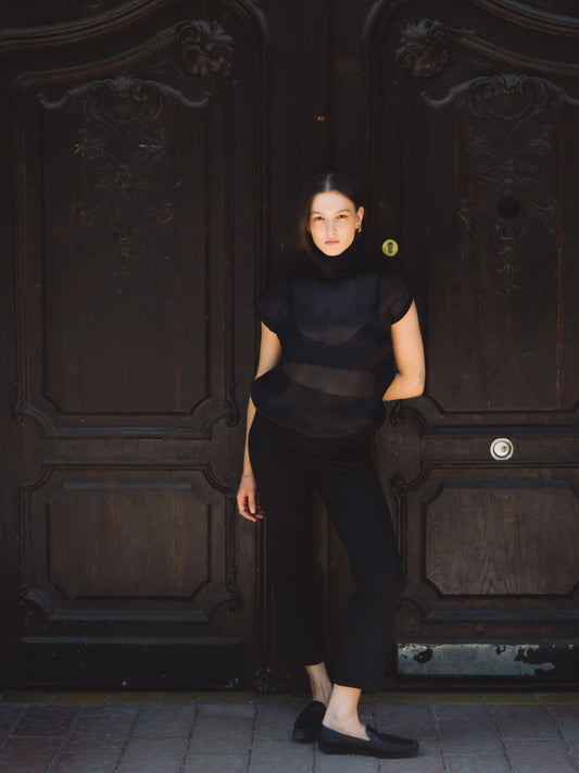 LUNA ORGANZA TOP IN NERO