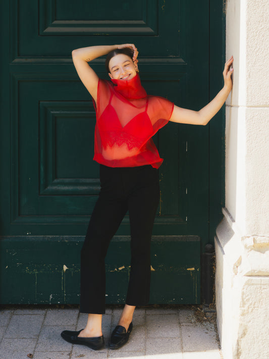 LUNA ORGANZA TOP IN ROSSO