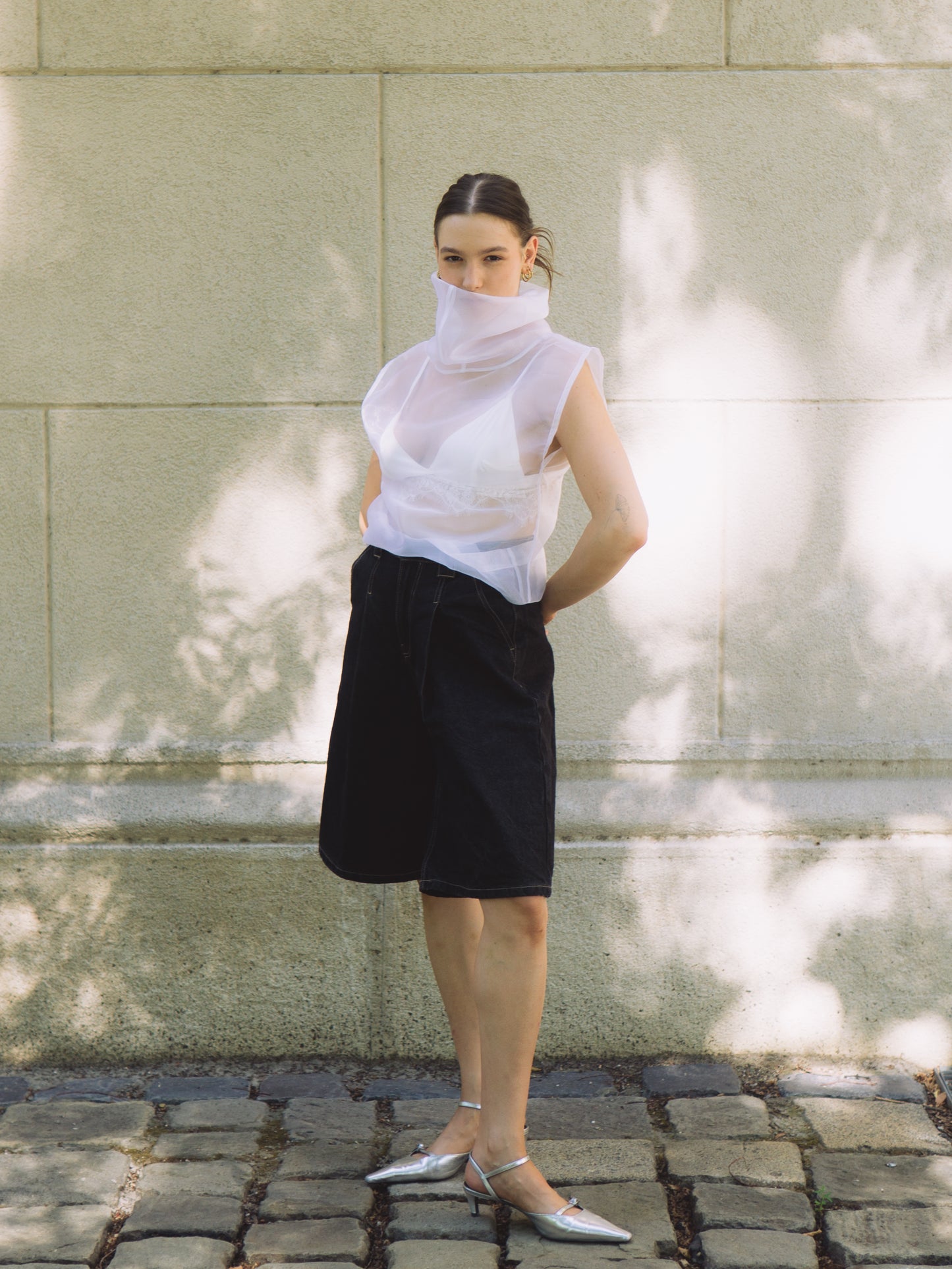 LUNA ORGANZA TOP IN BIANCO
