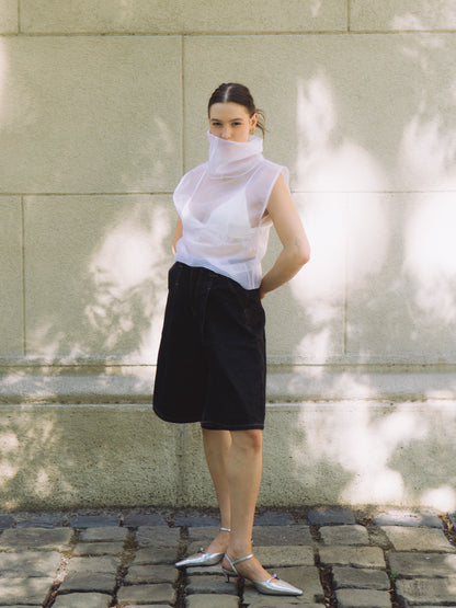 LUNA ORGANZA TOP IN BIANCO