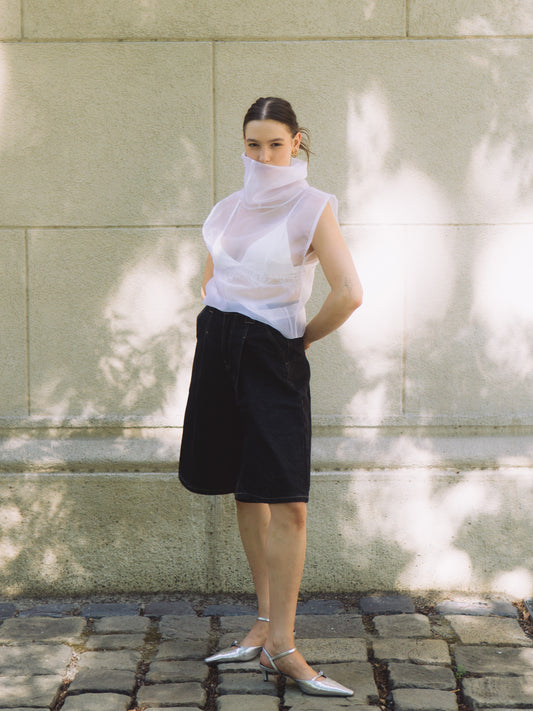 LUNA ORGANZA TOP IN BIANCO