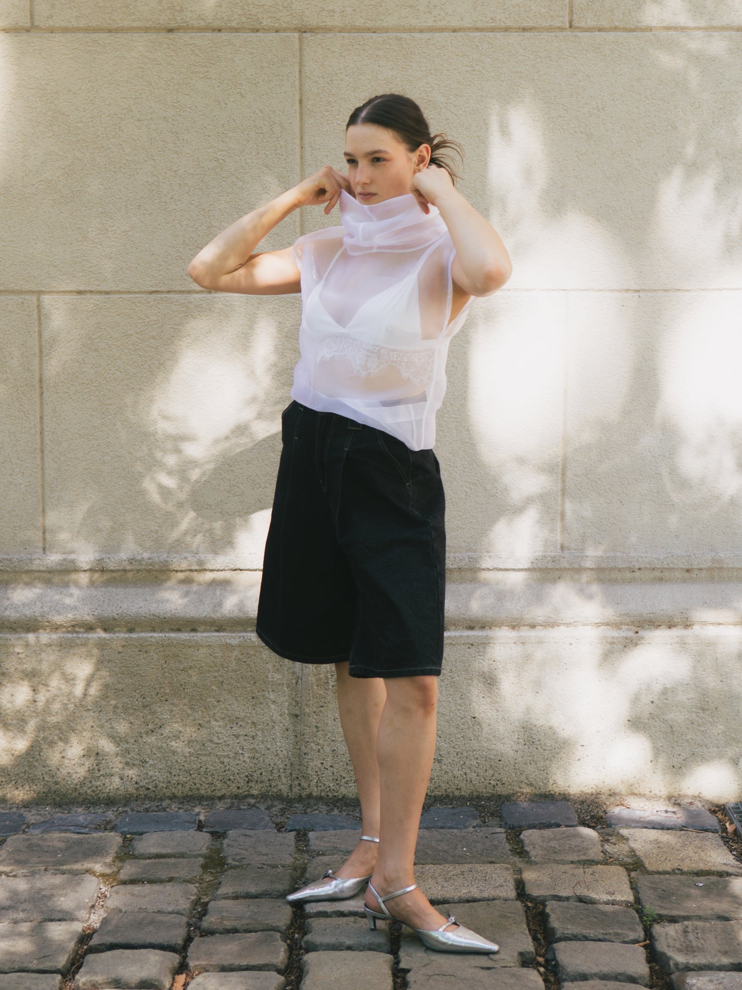 LUNA ORGANZA TOP IN BIANCO