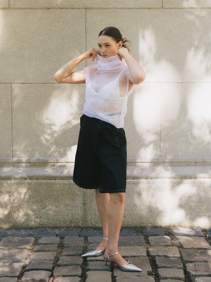 LUNA ORGANZA TOP IN BIANCO