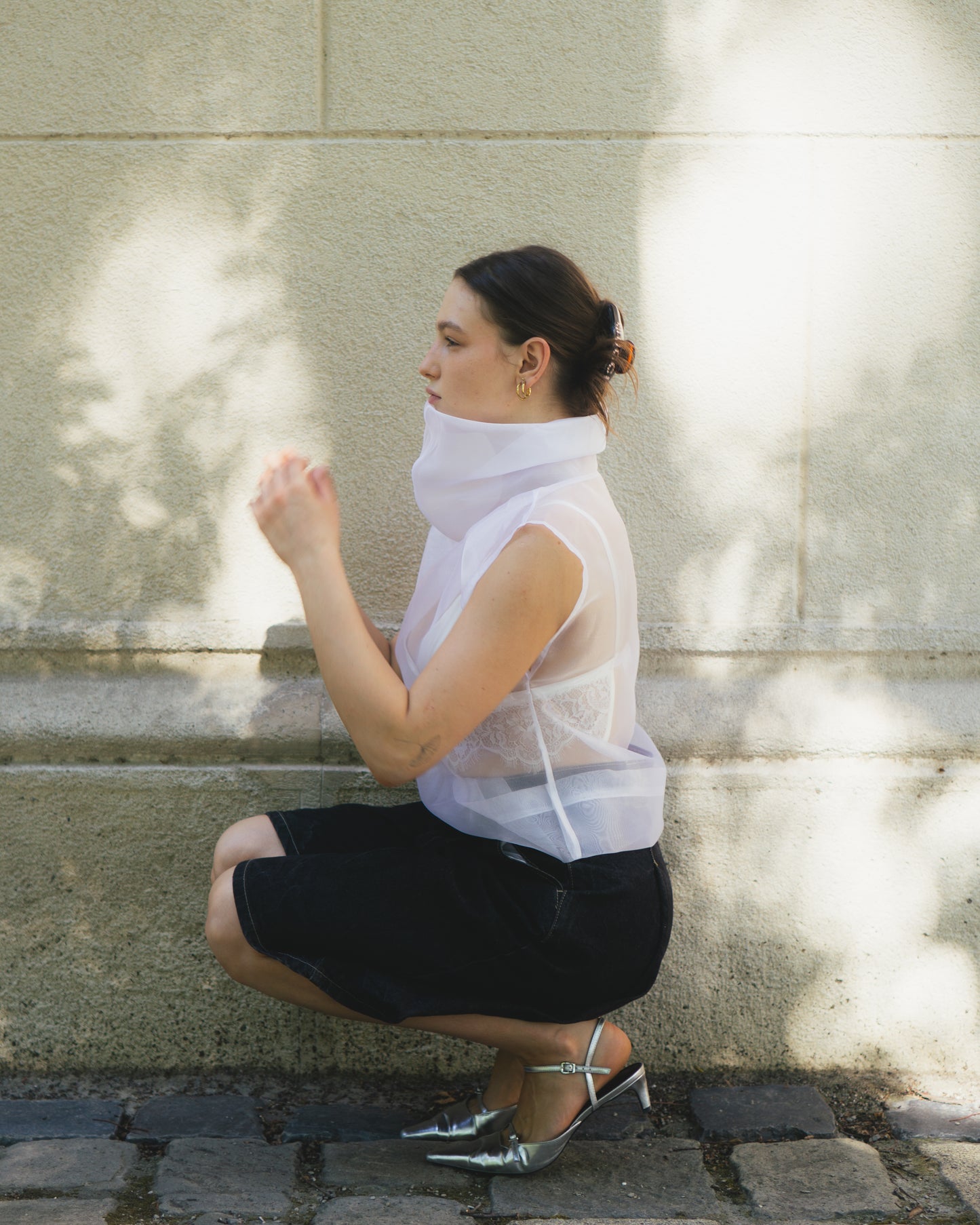 LUNA ORGANZA TOP IN BIANCO