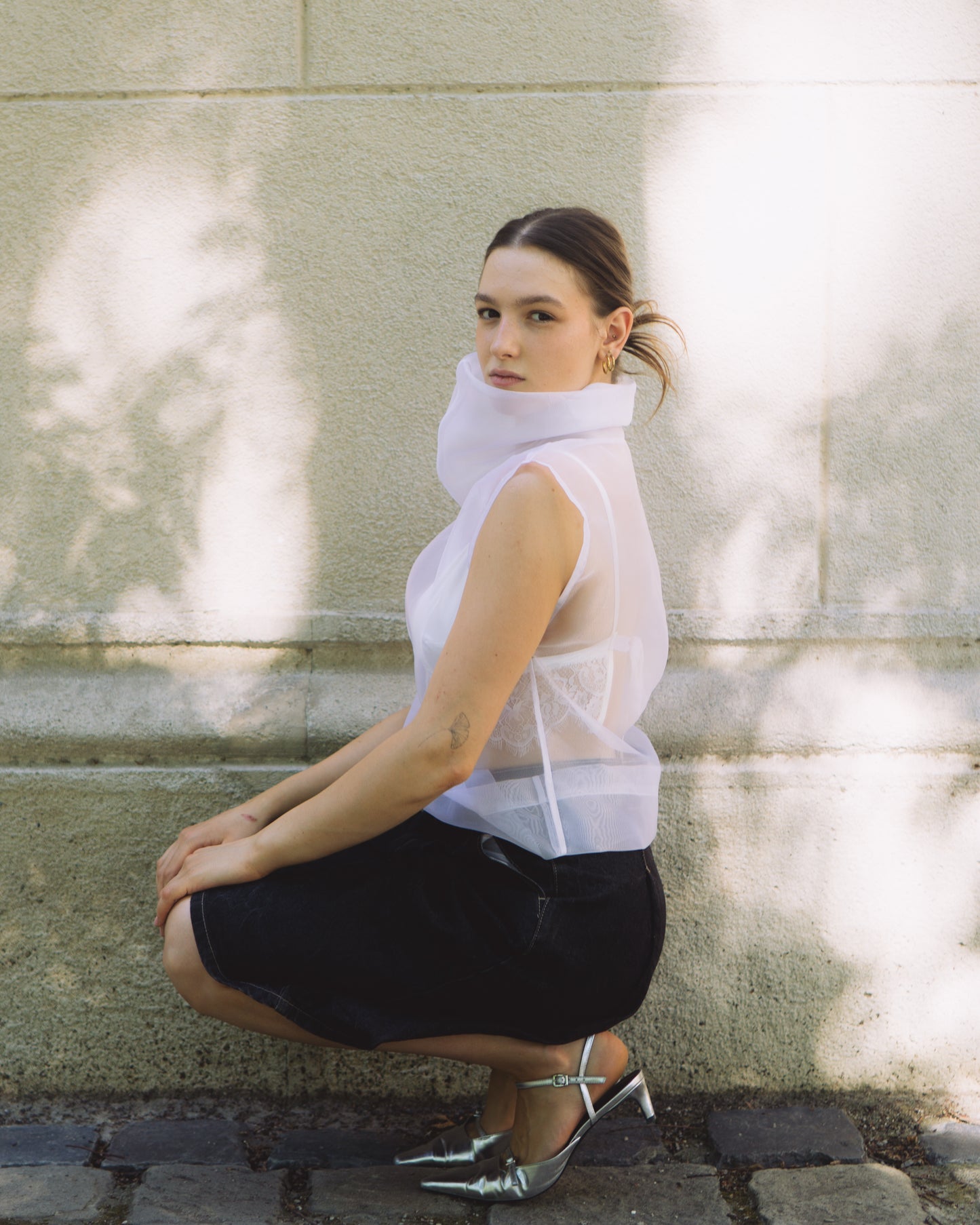 LUNA ORGANZA TOP IN BIANCO
