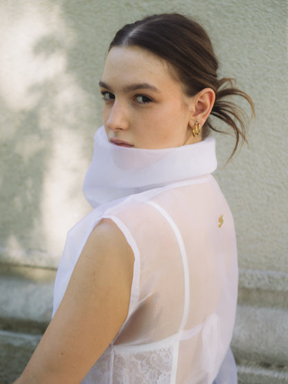 LUNA ORGANZA TOP IN BIANCO